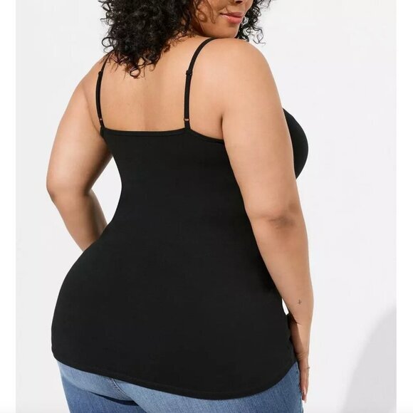 TORRID 2 Plus Size Foxy Strappy Cami Solid Black Sleeveless Cotton Tank Top 2X - Picture 4 of 15